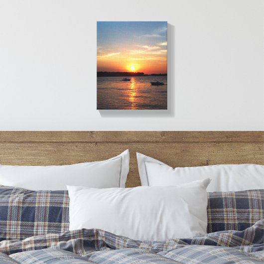 Sunset on Lake Okoboji, Iowa Canvas Afdruk (Insitu (Slaapkamer))