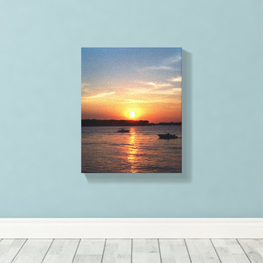 Sunset on Lake Okoboji, Iowa Canvas Afdruk (Insitu (Houten vloer))