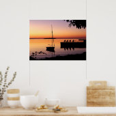 Sunset on Lake Silhouette Poster (Keuken)