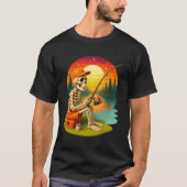 Sunset on Lake Skeleton Vist Halloween kostuum T-shirt (Voorkant)
