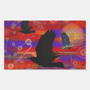 Sunset on Lake Wendouree Australian Aboriginal Art Rechthoekige Sticker