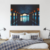 Sunset on Maldives Island | Waterdamesoord Canvas Afdruk (Insitu (Slaapkamer))