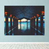 Sunset on Maldives Island | Waterdamesoord Canvas Afdruk (Insitu (Houten vloer))