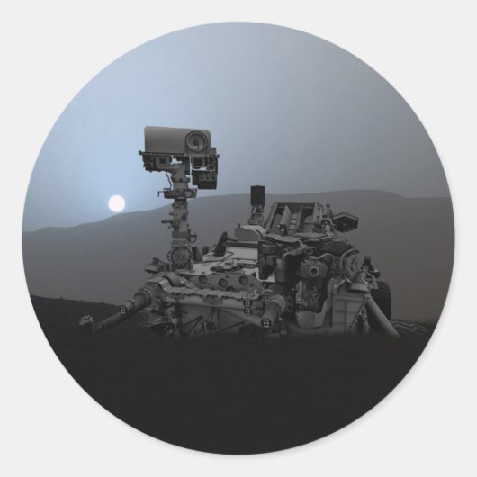 Sunset on Mars Curiosity Rover Ronde Sticker (Voorkant)