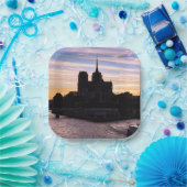 Sunset on Notre Dame de Paris - Parijs, Frankrijk Papieren Bordje (Feest)