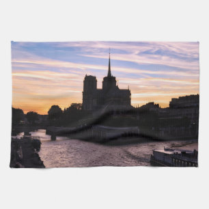 Sunset on Notre Dame de Paris - Parijs, Frankrijk Theedoek