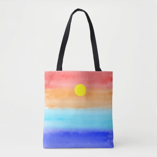 Sunset on oceaanwaterverf Abstracte kunst Ombre Draagtas (Voorkant)