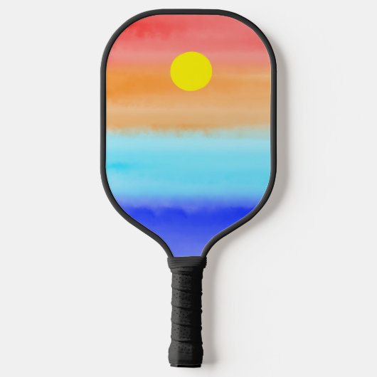 Sunset on oceaanwaterverf Abstracte kunst Ombre Pickleball Paddle (Achterkant)