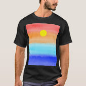 Sunset on oceaanwaterverf Abstracte kunst Ombre T-shirt (Voorkant)