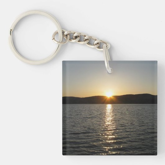 Sunset on Onota Lake: Horizontaal Sleutelhanger (Voorkant)