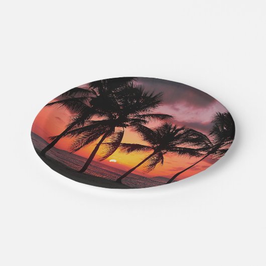 Sunset on Paradise Island Beach Papieren Bordje (Gekanteld)