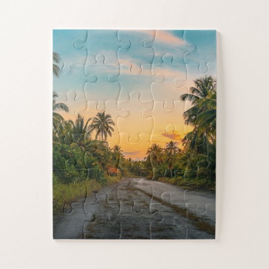 Sunset on Sandy Beach Path Legpuzzel (Verticaal)