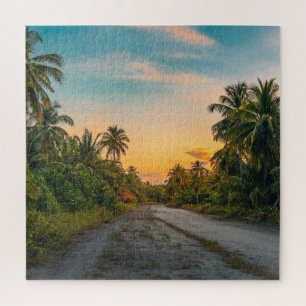 Sunset on Sandy Beach Path Legpuzzel