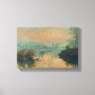 Sunset on Seine Winter Effect - Claude Monet Canvas Afdruk
