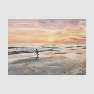 Sunset on the Beach child playing tissue paper Tissuepapier