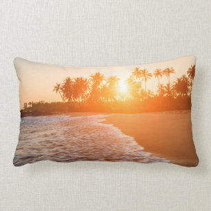 Sunset on the Beach with Coconut Palms Sri Lanka Kussen