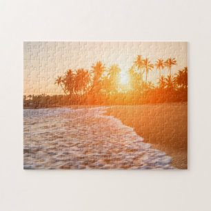 Sunset on the Beach with Coconut Palms Sri Lanka Legpuzzel