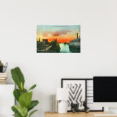 Sunset on the Harbour ViewStockton, CA Poster (Thuiskantoor)