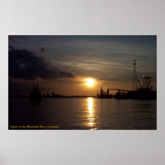 Sunset on the Mississippi River, LA Poster (Voorkant)