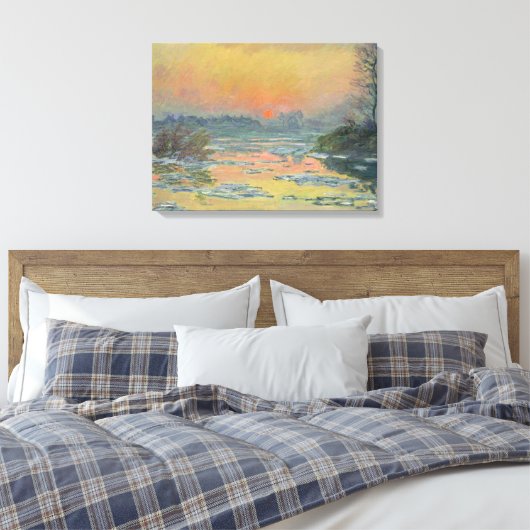 Sunset on the Seine in Winter (Claude Monet) Canvas Afdruk (Insitu (Slaapkamer))