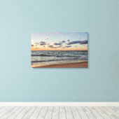 Sunset on the Waves of Lake Michigan Canvas Afdruk (Insitu (Houten vloer))