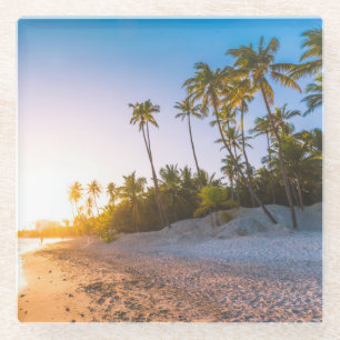 Sunset on Tropical Beach Dominicaanse Republiek Glazen Onderzetter