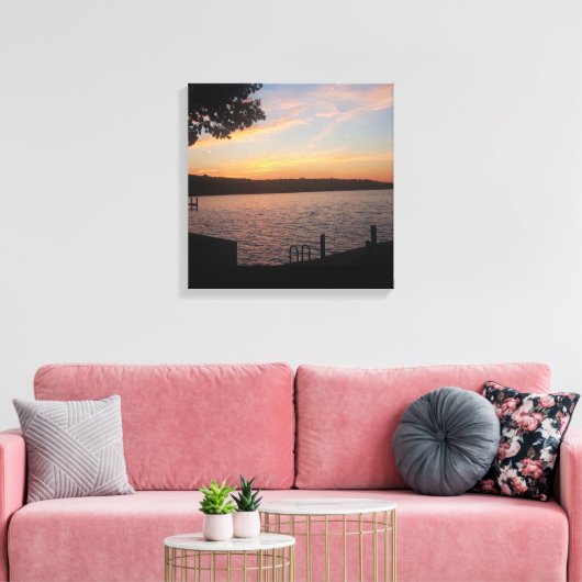 SUNSET OP CAYUGA LAKE CANVAS AFDRUK (Insitu (Woonkamer))