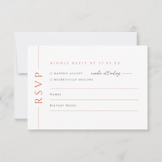 Sunset Orange White Wedding Inviter RSVP Reply Car (Devant)