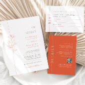 Sunset Orange White Wedding Inviter RSVP Reply Car
