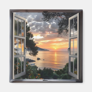 Sunset Ove Bay Window Uitzicht Magneet