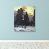 Sunset over a Winter Landscape, c.1902 Canvas Afdruk (Insitu (Houten vloer))