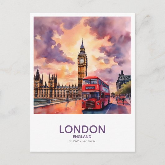 Sunset Over Big Ben - Save the Date in Engeland Briefkaart (Voorkant)