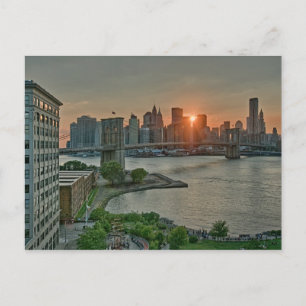 Sunset over Brooklyn Bridge Briefkaart