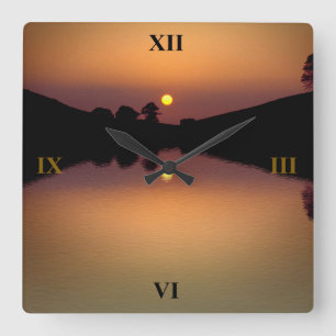 Sunset over Bruton Lake Vierkante Klok