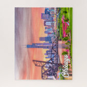 Sunset Over Chicago, Illinois, Verenigde Staten Legpuzzel (Verticaal)