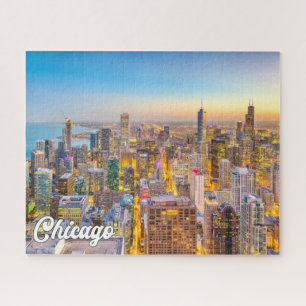 Sunset Over Chicago, Illinois, Verenigde Staten Legpuzzel