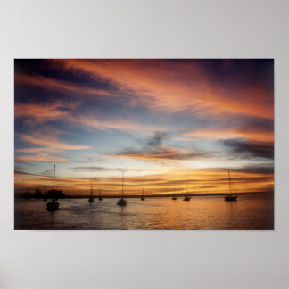 Sunset over de baai van La Paz Poster