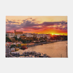 Sunset over de haven van Mahon - Menorca, Spanje Deurmat