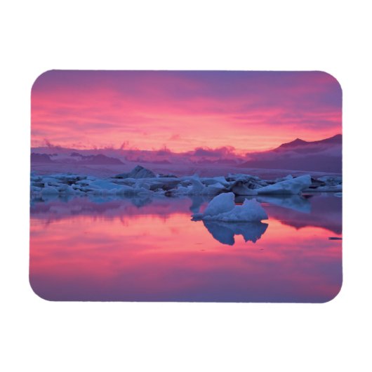 Sunset Over de Jokulsarlon Glacier Lagoon Magneet (Horizontaal)