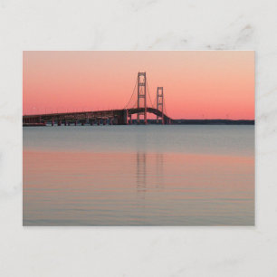 Sunset Over de Mackinac-brug, Michigan Briefkaart