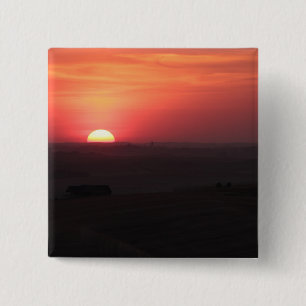 Sunset over de Palouse Vierkante Button 5,1 Cm
