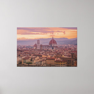 Sunset over Florence, Italië Canvas Afdruk