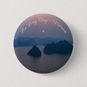 Sunset over Halong Bay - Vietnam, Azië Ronde Button 5,7 Cm