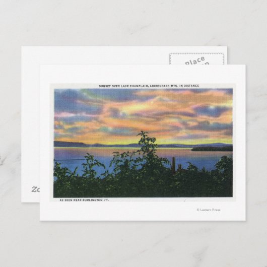 Sunset over het meer, Adirondack Mts in Briefkaart (Voorkant / Achterkant)