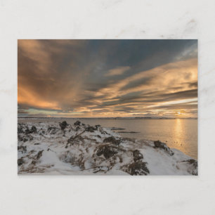 Sunset over het meer van Myvatn, IJsland Briefkaart