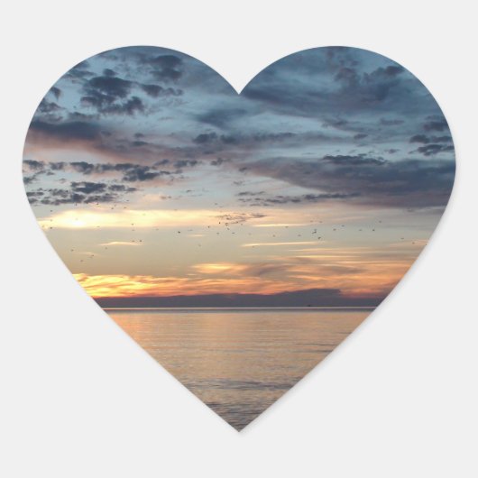 Sunset over het strand en de oceaan Foto Sticker (Voorkant)