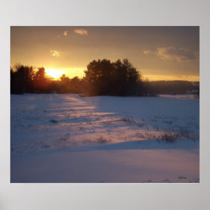Sunset over het veld poster