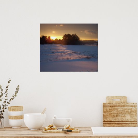 Sunset over het veld poster (Keuken)