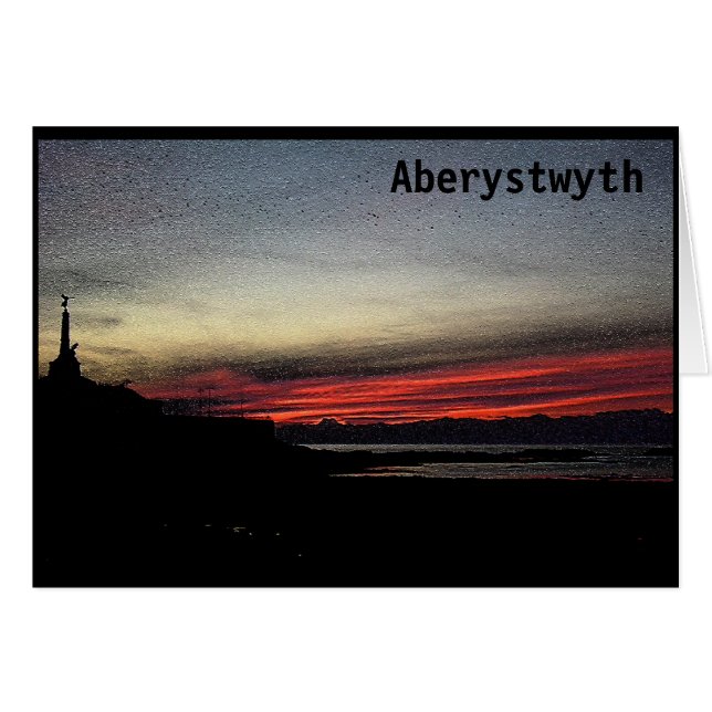 Sunset over het zee in Aberystwyth-kaart (Voorkant Horizontaal)