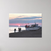 Sunset Over Hythe Bay Kent met Vissende boten Canvas Afdruk (Voorkant)